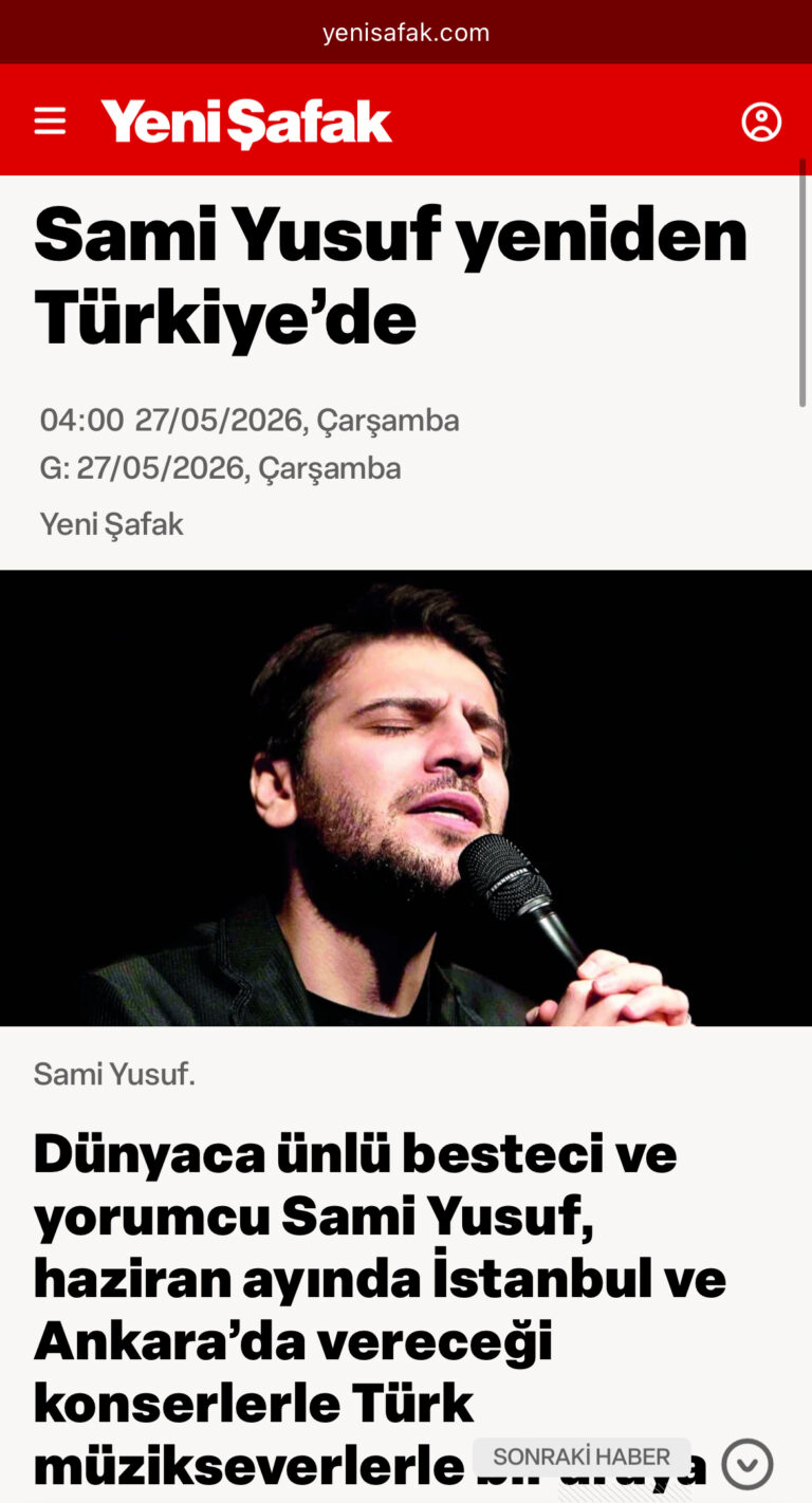 Sami Yusuf yeniden Türkiye’de