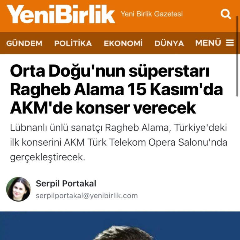 Orta Doğu’nun süperstarı Ragheb Alama 15 Kasım’da AKM’de konser verecek