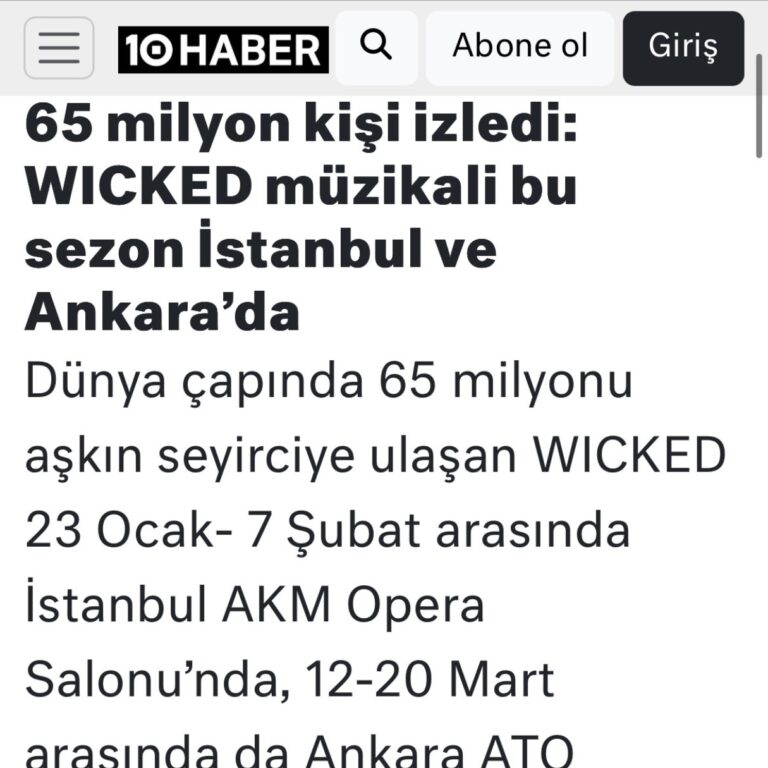 65 milyon kişi izledi: WICKED müzikali bu sezon İstanbul ve Ankara’da